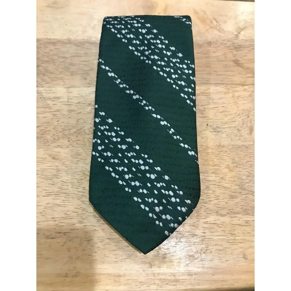 Wide Green and Silver Tie, Vintage Bonds Wide Tie, Patterned and Textured Tie
